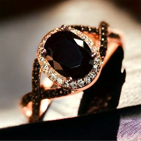 ROSE GOLD PLATED CZ X FASHION RING - Picture 3 of 4